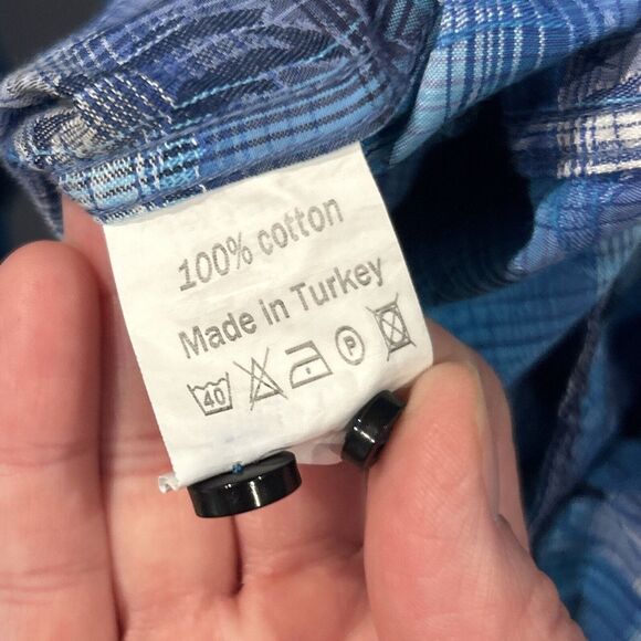 Eight X Shirt Men's Medium Button Down Aqua Blue Paisley Western Rodeo - Picture 5 of 7